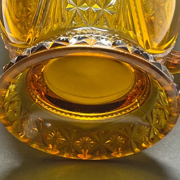 Antique EAPG Amber Water Pitcher Fan and Starburst Pattern Late 1800s Victorian - Picture 14 of 15